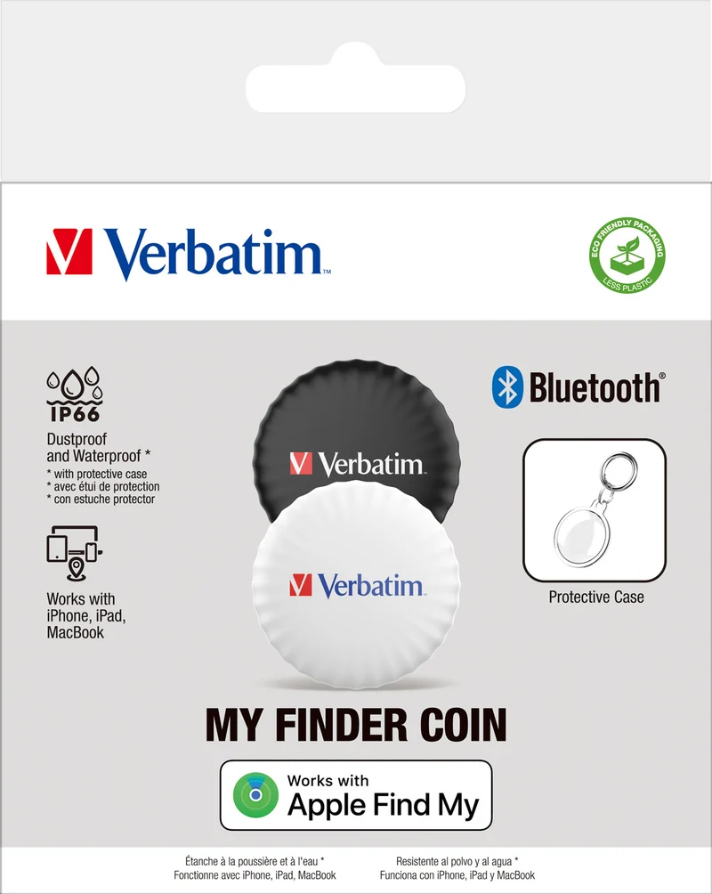 Verbatim Tracker, My Finder Coin, MYFC-02BW, schwarz-weiss Bluetooth, für Apple Find My App, Retail (2-Pack)