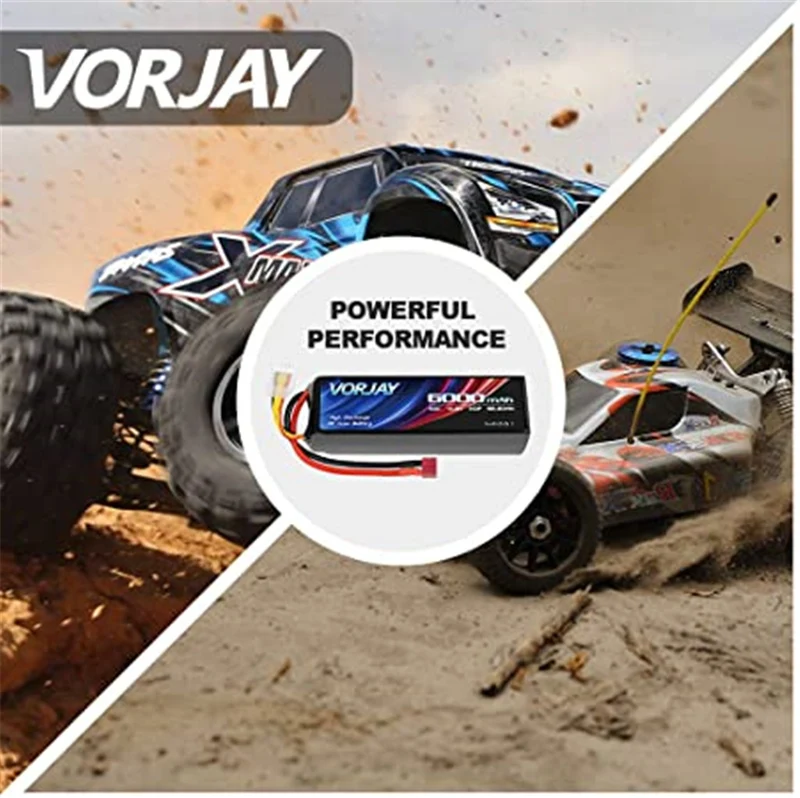 VORJAY 4S 14,8V 60C 6000mAh LiPo Akku mit Deans T Stecker und XT 60 Verbinder Batterie Ersatzakku für Heli Flugzeug Hubschrauber