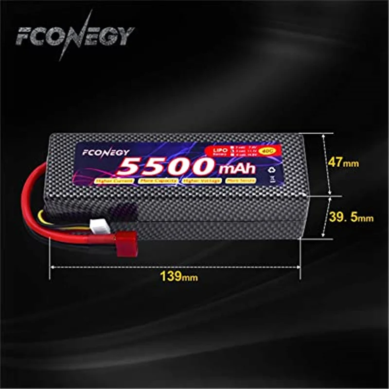 RC Akku 11.1V 5500mAh 3S 40C LiPo Batterie mit Deans T Stecker Modellbau Akkupack für RC Auto Boot