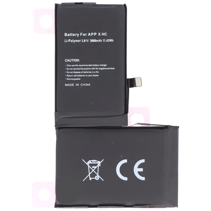 AccuCell 3000mAh Akku passend für Apple iPhone X Li-Polymer 3,81 Volt 11,4Wh high capacity built-in ohne Werkzeug