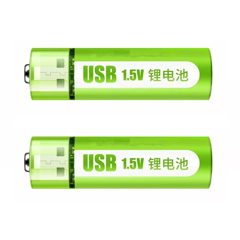 2pcs 1,5V 1400mWh USB AA wiederaufladbarer Lithium-Ionen-Akku für ferngesteuertes Maus-Lüfter-Elektrospielzeug