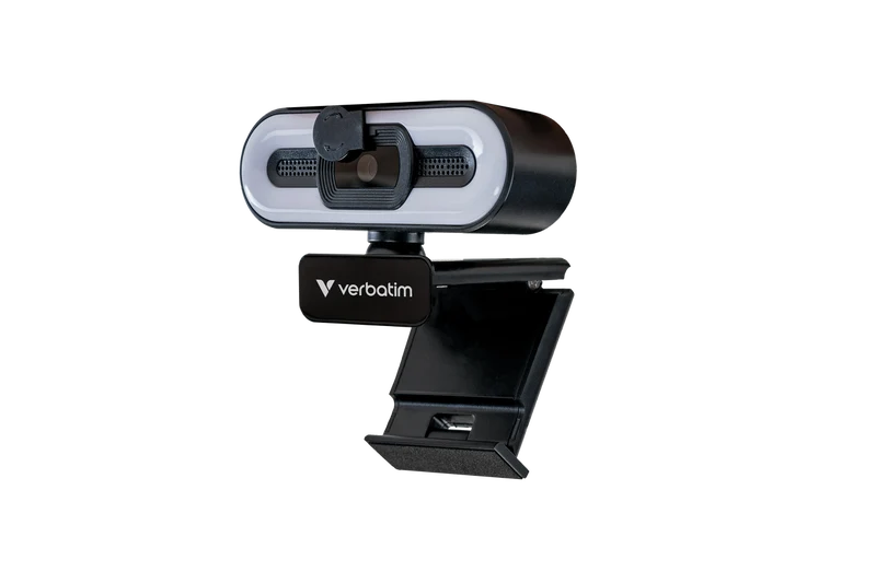 Verbatim Webcam AWC-02, Full HD 1080p, schwarz 2560x1440, 30 FPS, USB, Privacy Shutter, Light, Retail
