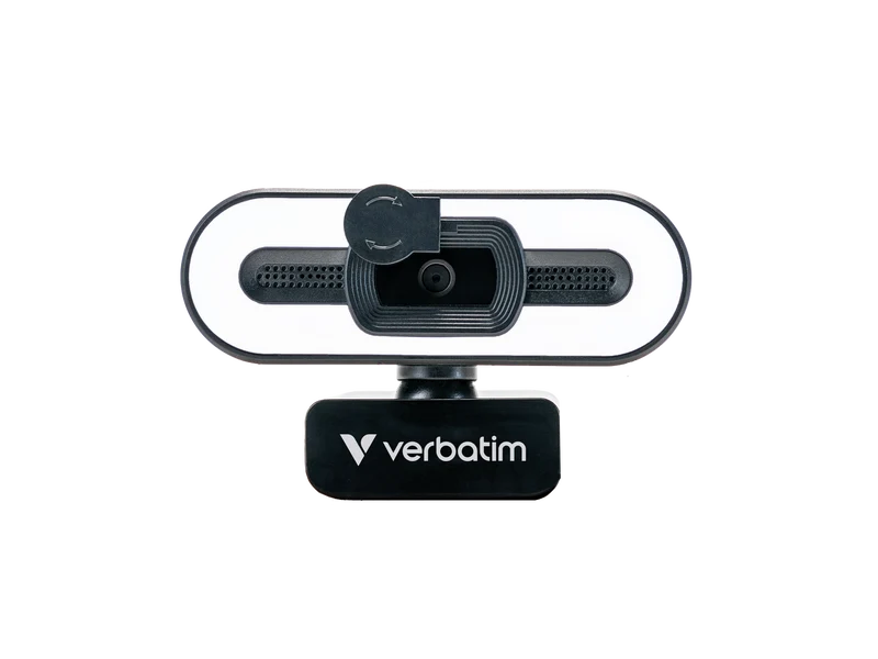Verbatim Webcam AWC-02, Full HD 1080p, schwarz 2560x1440, 30 FPS, USB, Privacy Shutter, Light, Retail