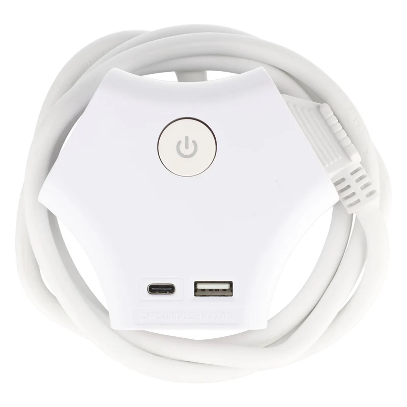 Heitech Tischsteckdose 3-fach mit USB-A und USB-C Ladeanschluss, sternförmig, zur Wandmontage geeignet