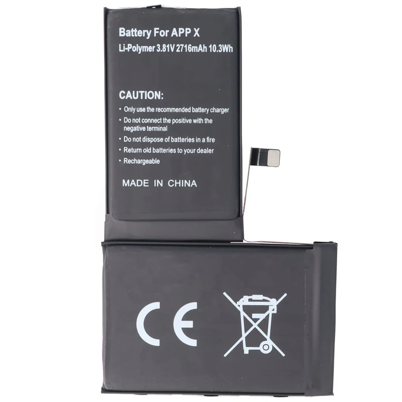 AccuCell Akku passend für Apple iPhone X 616-00351 Li-Polymer 3,81 Volt 2716mAh 10,3Wh built-in ohne Werkzeug