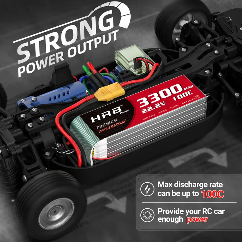 HRB 6S 3300mAh 22,2V 100C LiPo-Akku mit XT90-Stecker (2 St.)