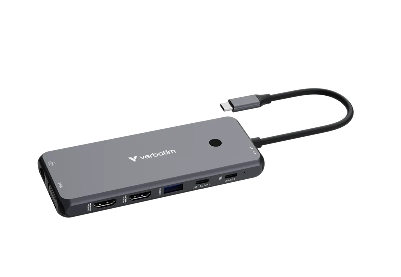 Verbatim Hub, Multiport, CMH-14, 2x USB 2.0-A, 4x USB 3.2-A, 2x USB 3.2-C VGA, 2x HDMI 4K, RJ45, Audio, SD, microSD, USB 3.1-C Kabel, Retail