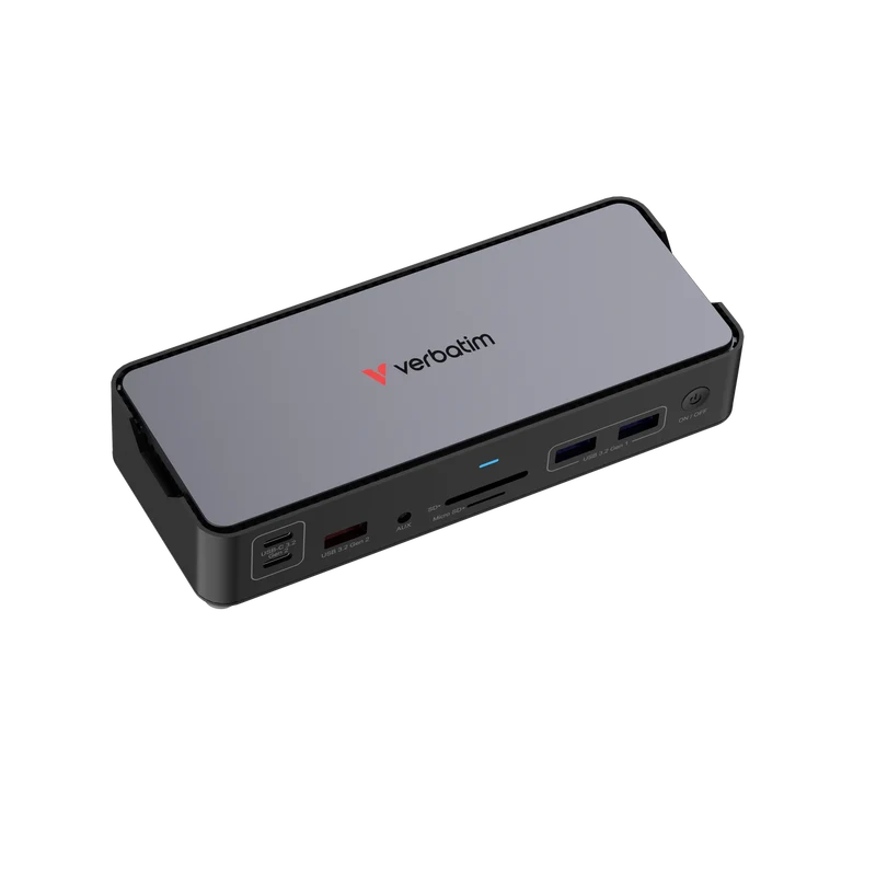 Verbatim Docking Station, USB-C Pro, CDS-15, 15-Port 4x USB 2.0/3.2-A, 2x USB 3.2-C, 2x HDMI 8K, DP, RJ45, Audio, SD, microSD, Retail