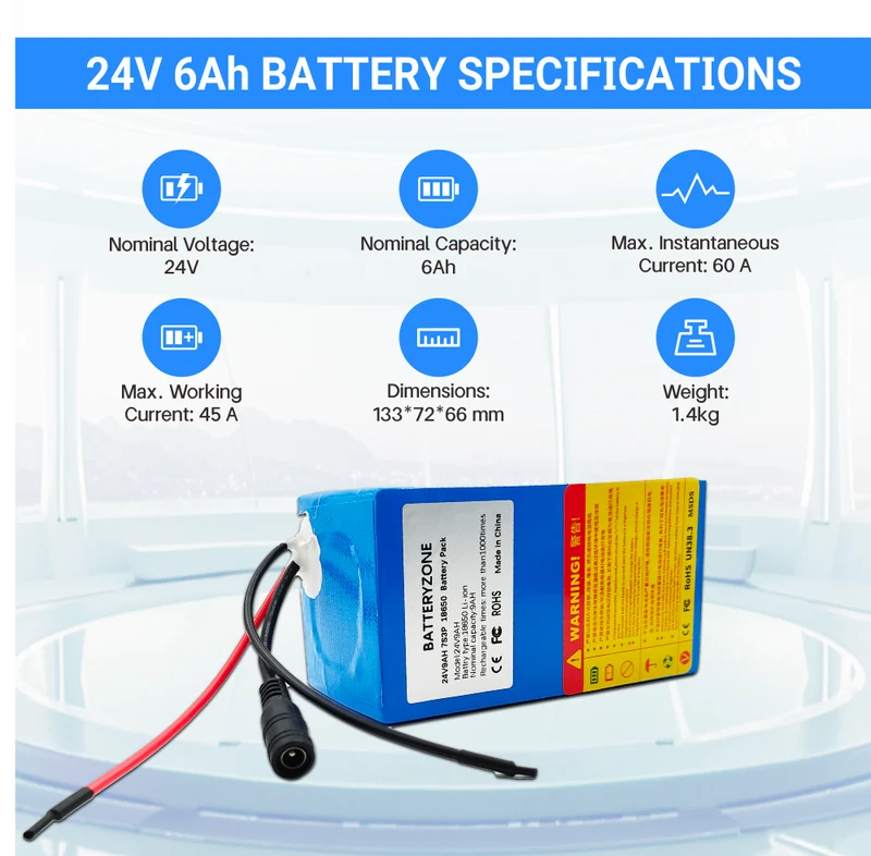 24V 9Ah 7S3P 18650 Akku 29.4V mit BMS für Elektrofahrrad 29.4V 2A Ladegerät inbegriffen