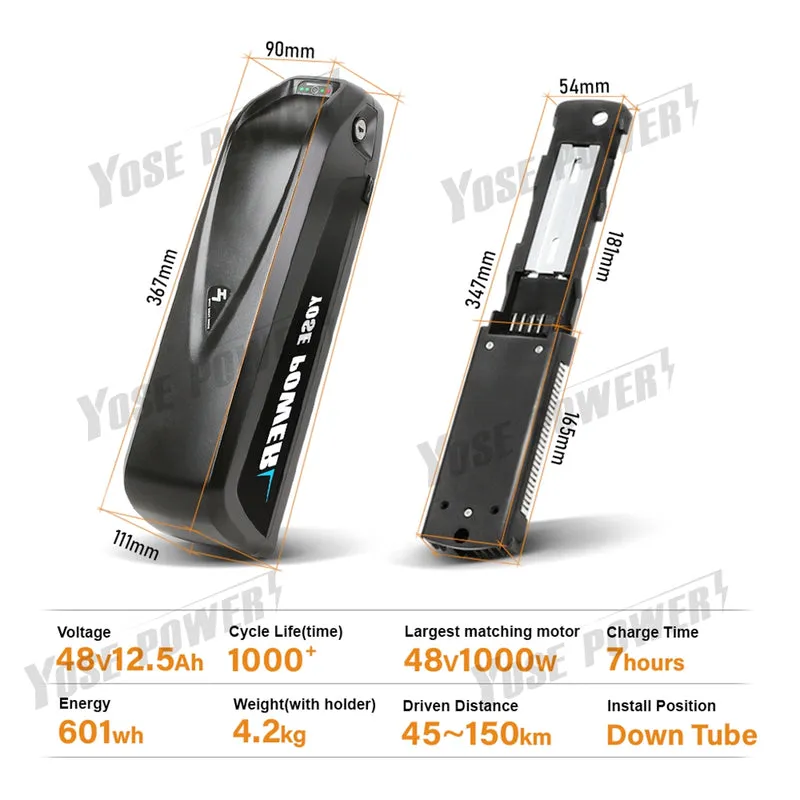 Elektrische Bike 48V 12,5 Ah Hailong Ebike Batterie 18650 Lithium-E bike Batterie mit USB für Elektrische fahrrad 48V Batterie Pack