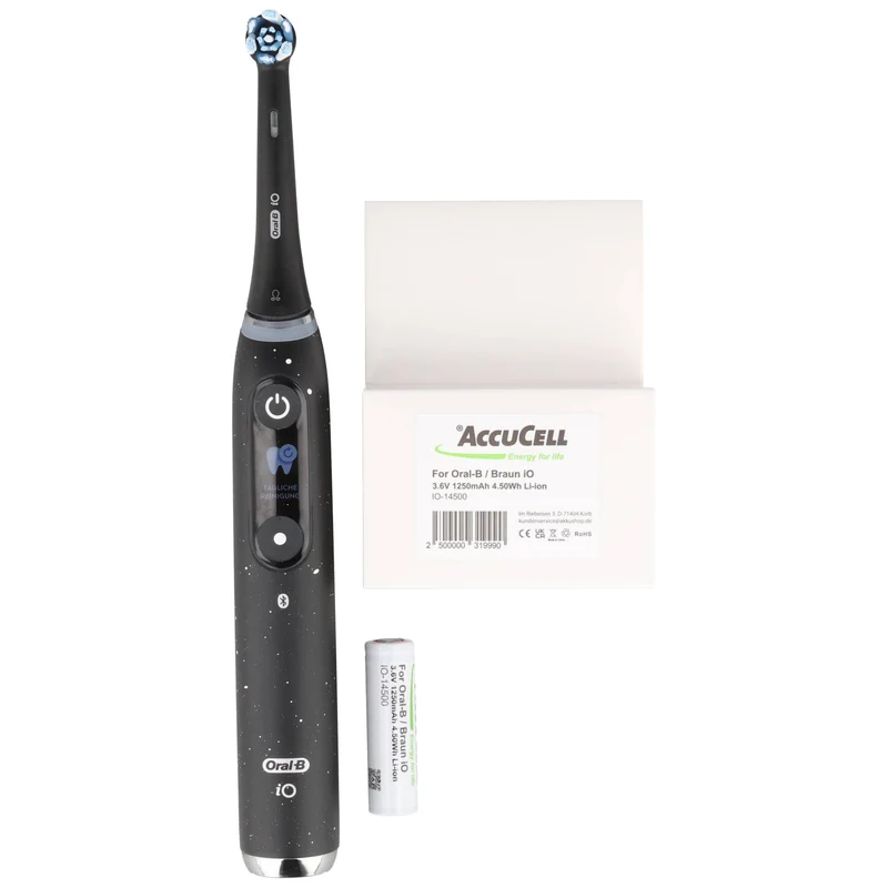 AccuCell 1250mAh Akku komaptibel für Braun IO 6, 7, 8, 9, 10, 3,7 Volt, 48,8x14,1mm (2 St.)