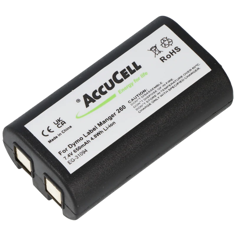 AccuCell Akku passend für Dymo LabelManger 260, Li-Ion, 7,4V, 650mAh, 4,8Wh