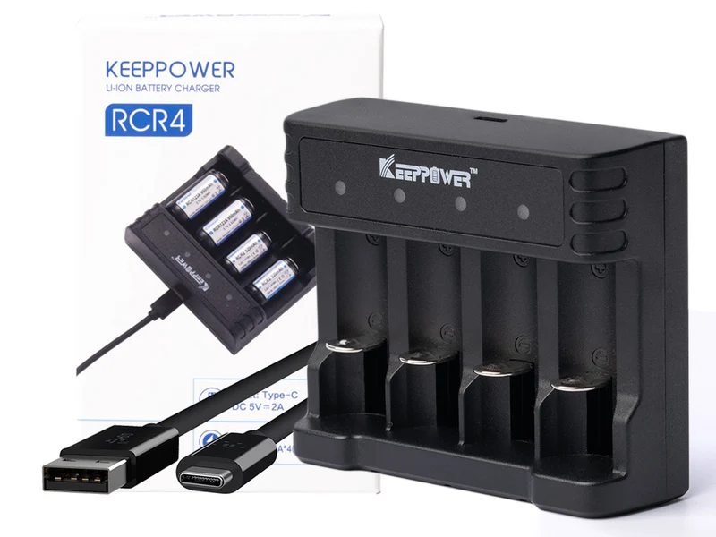 Keeppower RCR4 Li-Ion Ladegerät für RCR2 RCR123A 16340 3,6V - 3,7V