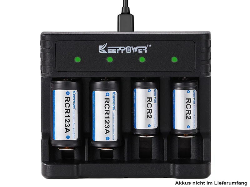 Keeppower RCR4 Li-Ion Ladegerät für RCR2 RCR123A 16340 3,6V - 3,7V