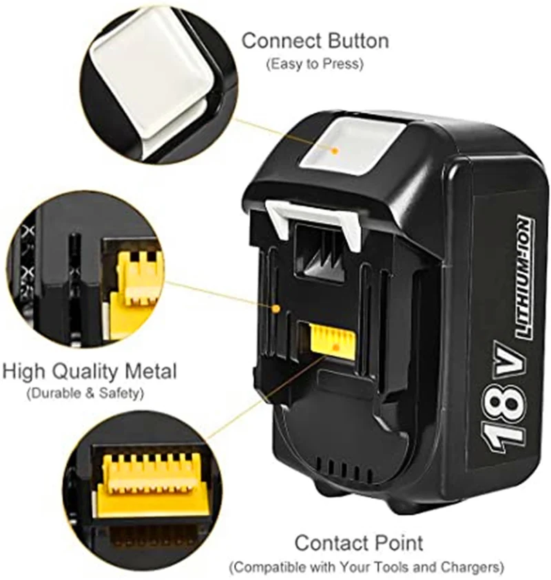 4 Stück BL1850B Ersatzakku18V 5,0Ah Li-Ion Akku BL1850B BL1850 BL1860B BL1860 mit LED Indikator