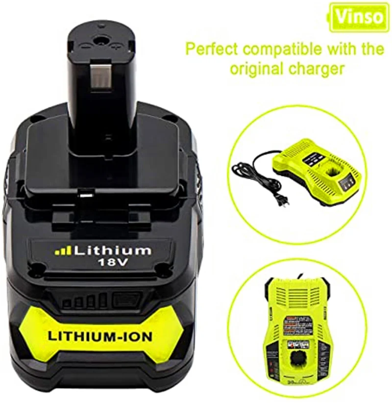 2 Stück P108 Ryobi Akku 18V 6Ah Lithium Ersatzakku für Ryobi P108 RB18L50 RB18L40 RB18L25 RB18