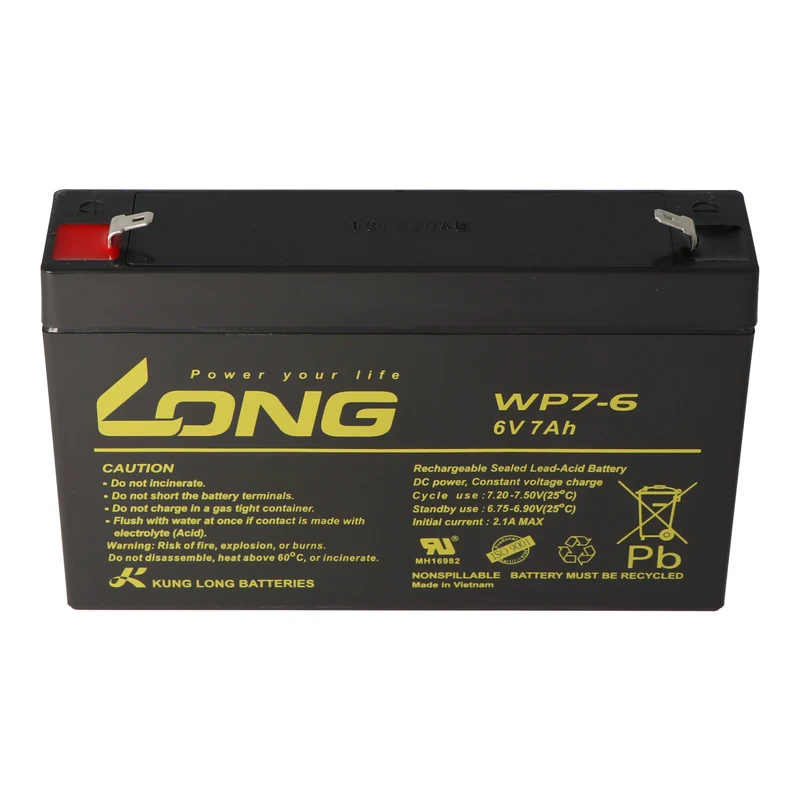 Kung Long WP7-6 Akku Blei 6 Volt 7Ah, Faston 4,8mm