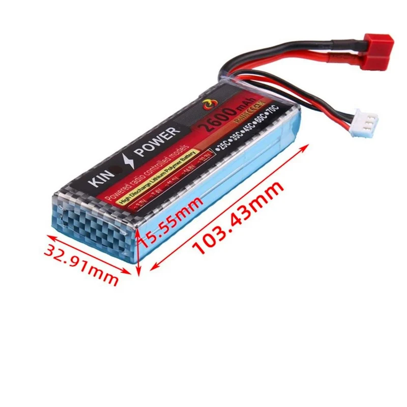 7,4 V 2600 MAH Lipo Batterie T Stecker für WLtoys 1/14 144001 RC Car Upgrade