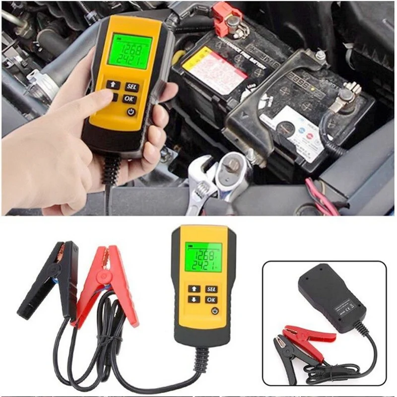 Universelle 12-V-Fahrzeugbatterie Digitale Testeranalyse Autodiagnosewerkzeug für trockene nasse Blei-Säure-Batterie