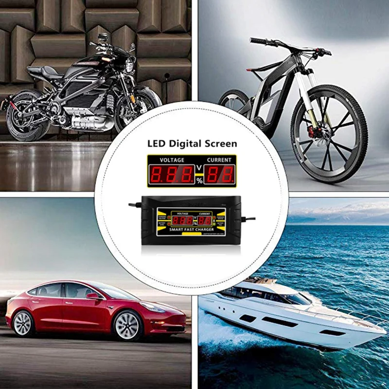 Automatisches Smart-Ladegerät für trockenes, nasses Gel-Blei-Säure-Akku Autobatterieladegerät 12V 10A EU / US 110-240V AC-Eingang