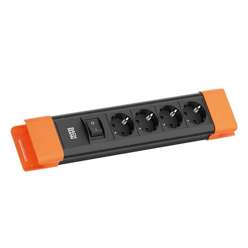 Bachmann CONNECTUS 4x Steckdose, 1x Schalter 2m Zuleitung schwarz orange BM005919
