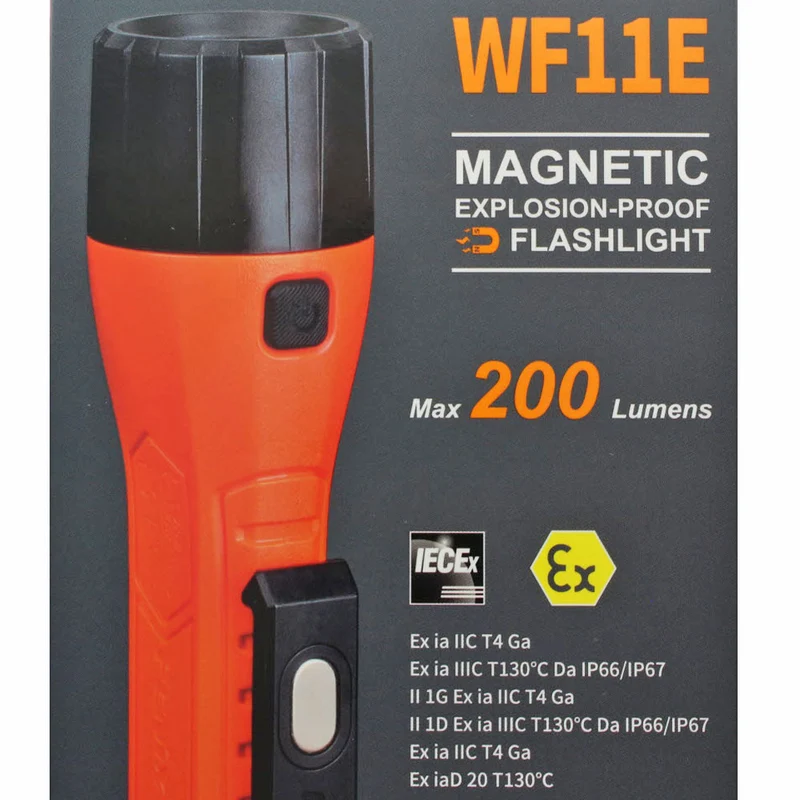 Fenix WF11E ATEX Led Taschenlampe mit 2 Magneten und Gürtelclip, maximal 200 Lumen Helligkeit