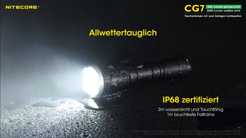 Nitecore Taschenlampe Chameleon CG7 - 2500 Lumen Weißlicht, 540 Lumen grünes Licht