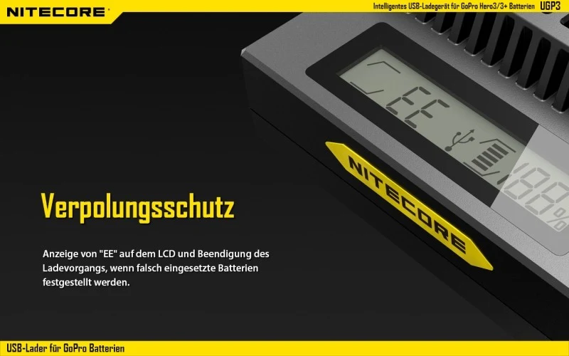 Nitecore USB-Ladegerät UGP3 für GoPro HERO3/3+ Akkus