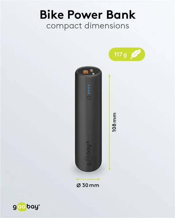 Goobay Bike-Powerbank mit 5000mAh, mobile Powerbank ideal zur Montage am Rahmen, mit USB-A und USB-C-Anschluss