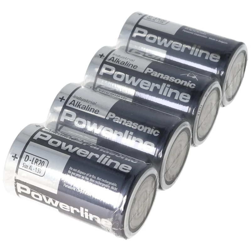 Panasonic Powerline LR20 Mono Alkaline Batterien in 4er Folie, 1,5 Volt, Kapazität 19760mAh
