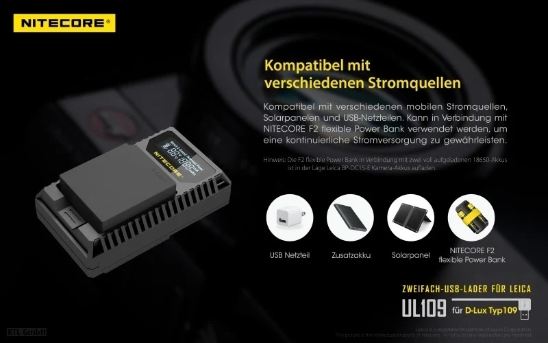 Nitecore UL109 USB-Ladegerät für Leica Cameras