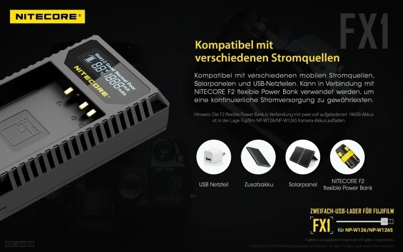Nitecore FX1 USB-Ladegerät für Fuji Cameras