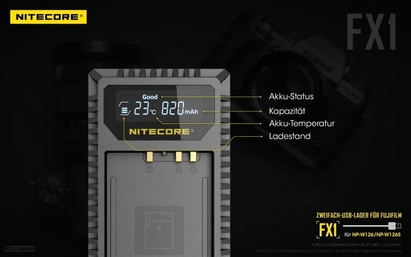 Nitecore FX1 USB-Ladegerät für Fuji Cameras