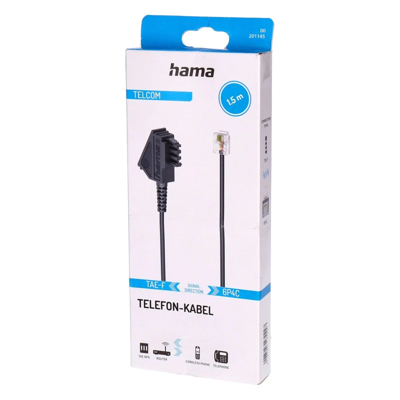 Hama 00201145 Telefonkabel 1,5 m Schwarz