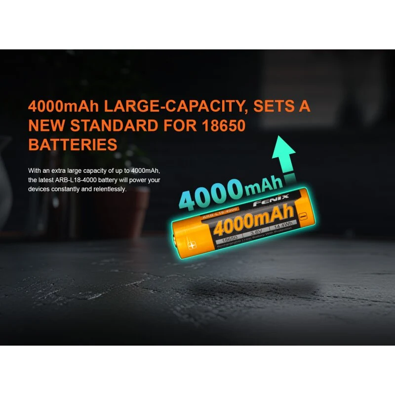 Fenix 18650 Li-Ion-Akku 4000mAh, 3,6V - 3,7V ARB-L18-4000 (Pluspol erhöht, geschützt)