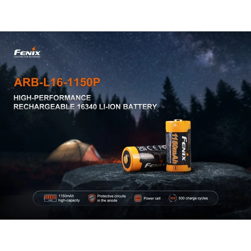Fenix 16340 - 1150mAh, 3,6V - 3,7V ARB-L16-1150P Li-Ion-Akku RC123A