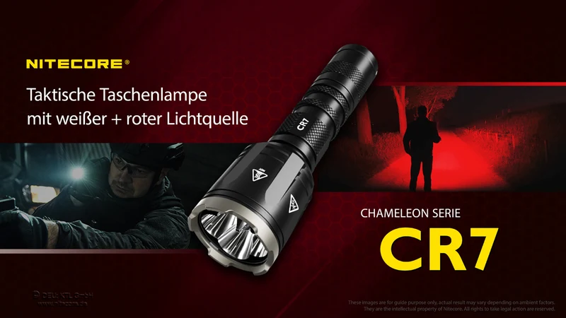 Nitecore Taschenlampe Chameleon CR7 - 2500 Lumen Weißlicht, 370 Lumen rotes Licht