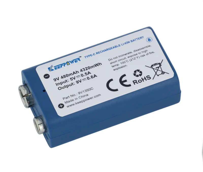 Keeppower 9V-Block 6LR61 6F22 480mAh 9V - 9,45V konstante Spannung