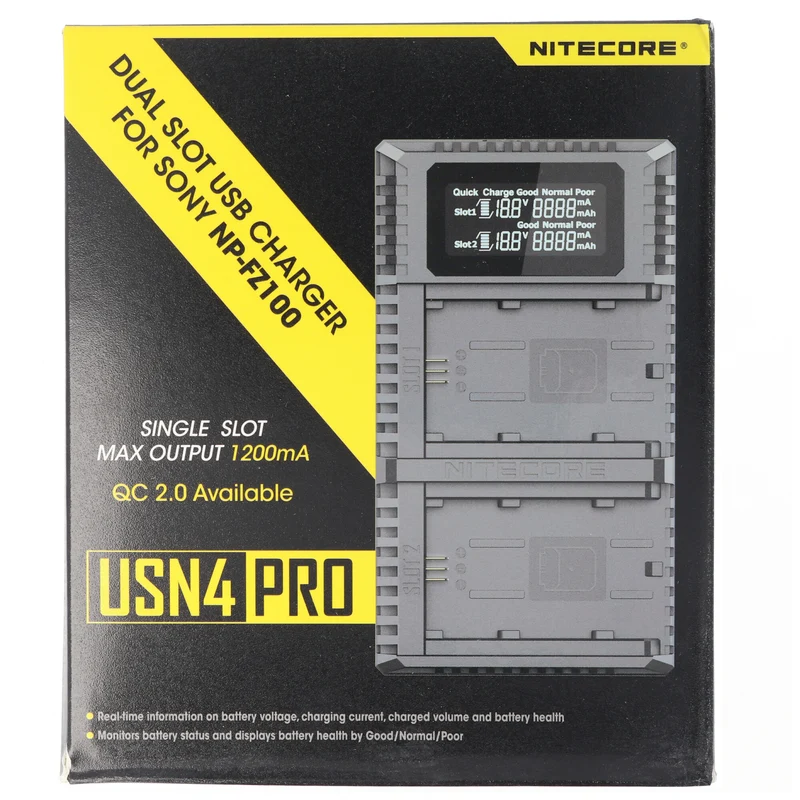 Nitecore USN4 PRO USB-Ladegerät für Sony NP-FZ100 Akku, 2fach Ladegerät