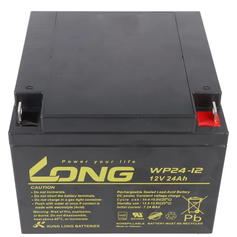 Kung Long WP24-12 Akku PB Blei 12 Volt mit 24Ah und M5 Flachpol Anschluss