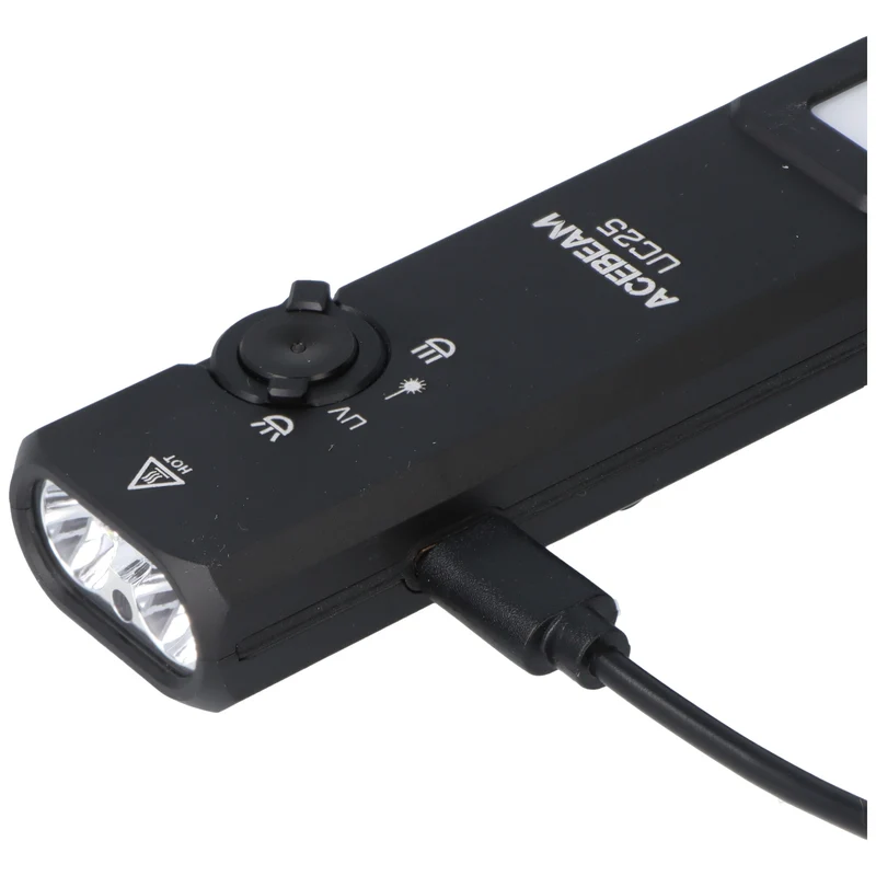 AceBeam UC25 mit 3.100 Lm Kalt.- Warmweißem / UV Licht und grünem Laser, Schwarz