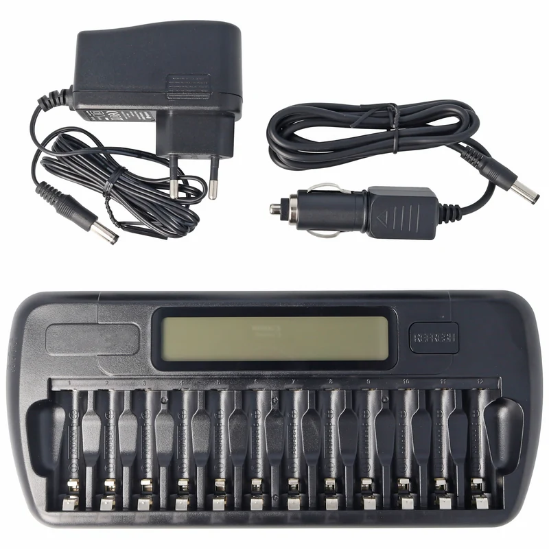 everActive Microprozessor-gesteuertes NIMH Ladegerät mit LCD-Display für 1-12 AA oder AAA Akkus