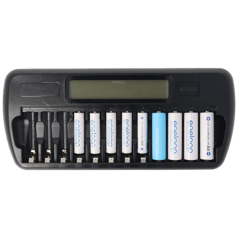 everActive Microprozessor-gesteuertes NIMH Ladegerät mit LCD-Display für 1-12 AA oder AAA Akkus