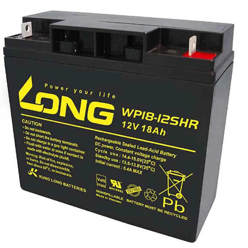 Kung Long WP18-12SHR Akku PB Blei 12 Volt mit 18Ah, mit M5 Flachpol Schraubanschluss, 181 x 76 x 167mm