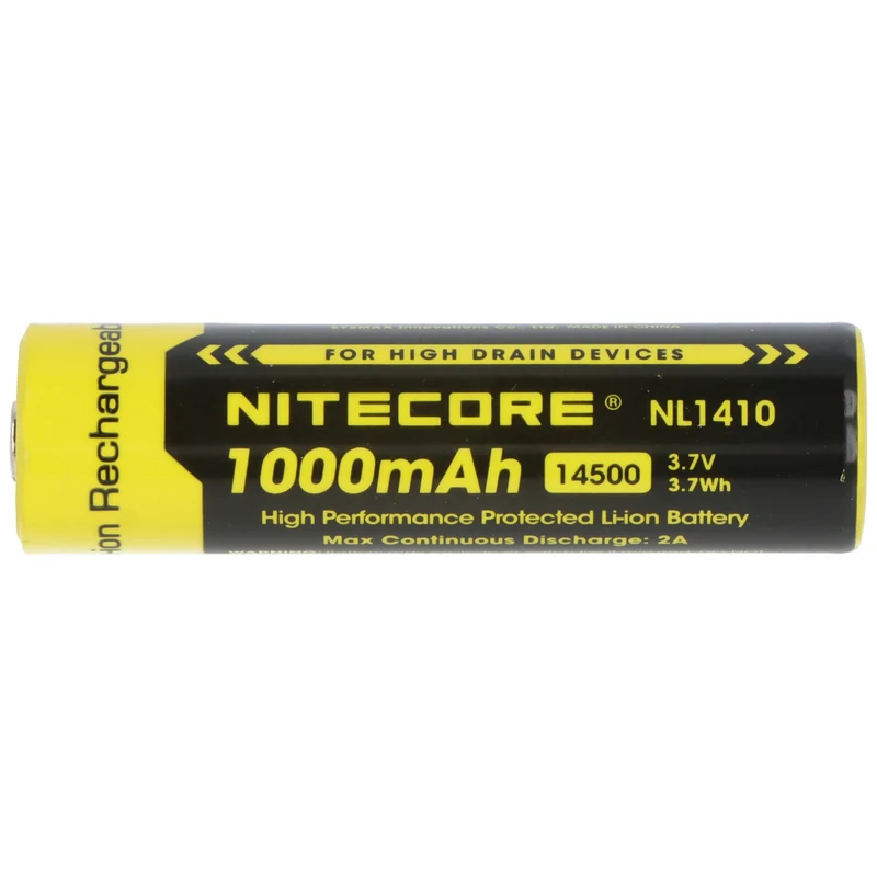 Nitecore 14500 Li-Ion Akku mit 3,7 Volt Spannung und 1000mAh Kapazität, NL1410 Li-Ion Akku