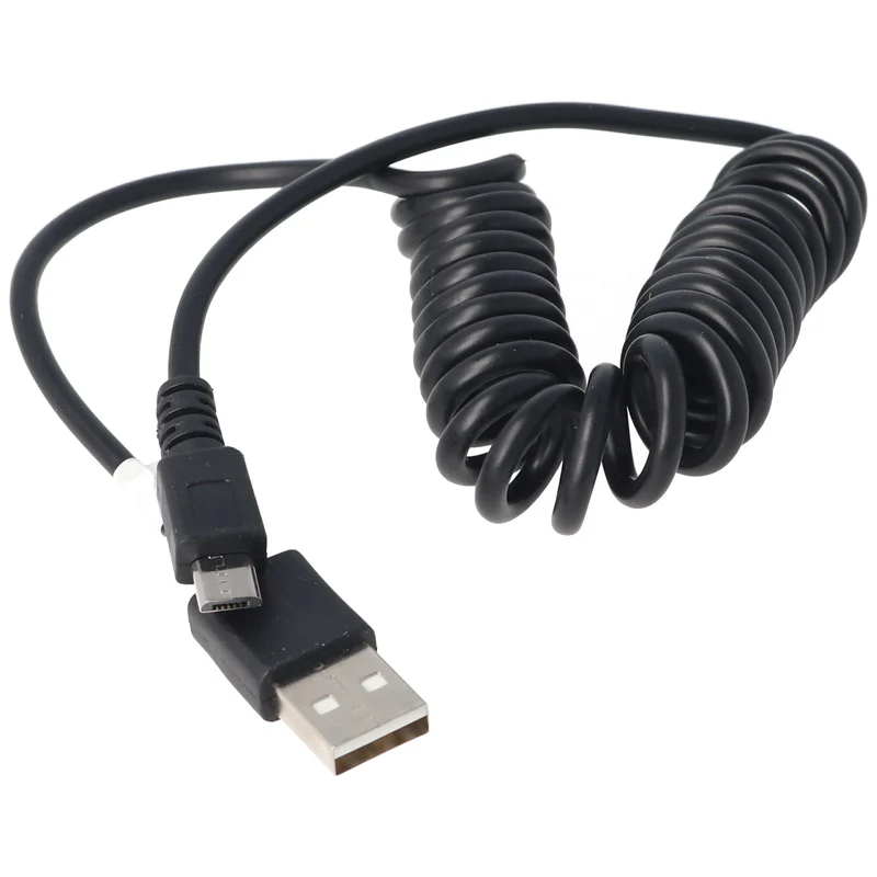 AccuCell micro-USB Spiral-Anschlusskabel USB-A Stecker auf micro-USB Stecker