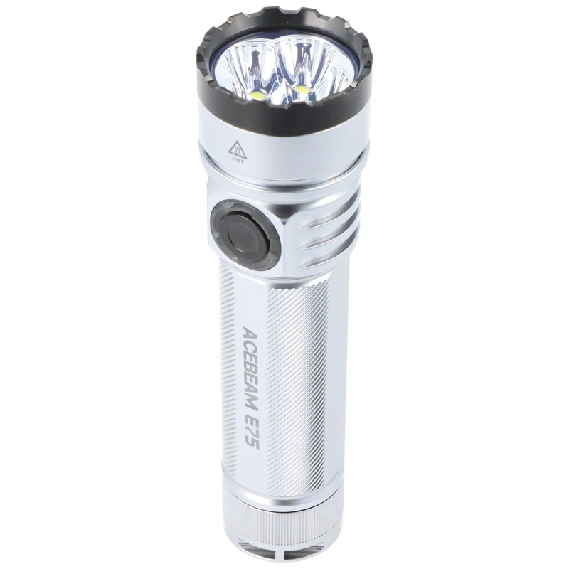 AceBeam E75 Quad Core LED-Taschenlampe, 4500 Lumen, 6.500K, silber