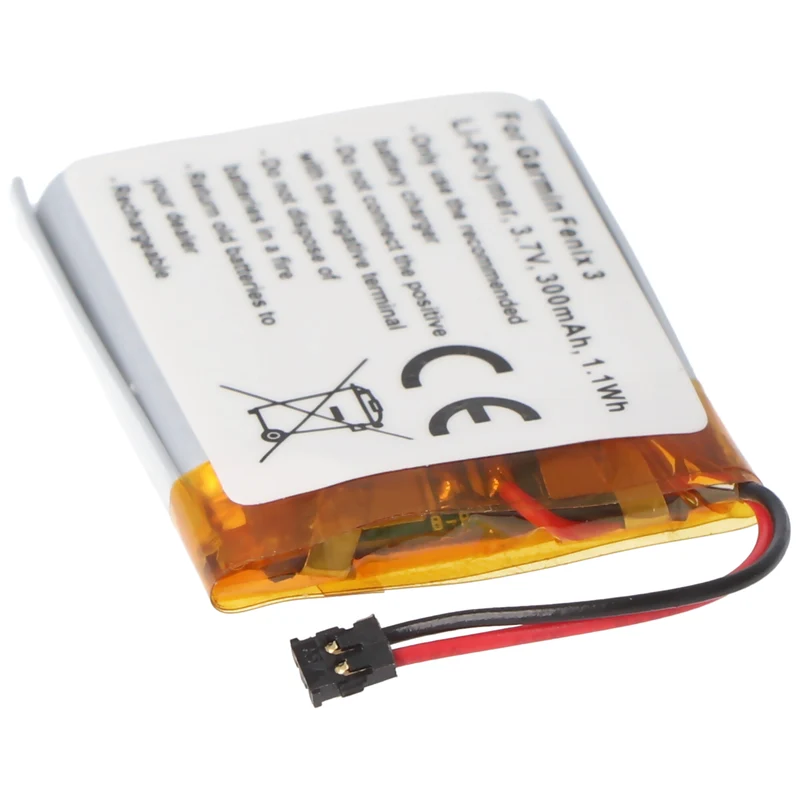 AccuCell Akku passend für Garmin Fenix 3, 361-00034-02 Li-Polymer 3,7 Volt 300mAh 1,1Wh
