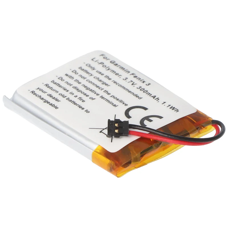 AccuCell Akku passend für Garmin Fenix 3, 361-00034-02 Li-Polymer 3,7 Volt 300mAh 1,1Wh