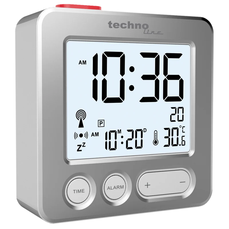 Technoline WT265 Funkwecker, Silber und super modern, handlich und überzeugend